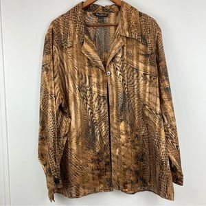 Ashley Stewart size 2X Women’s Black Gold Animal Print Long Sleeve Cardigan